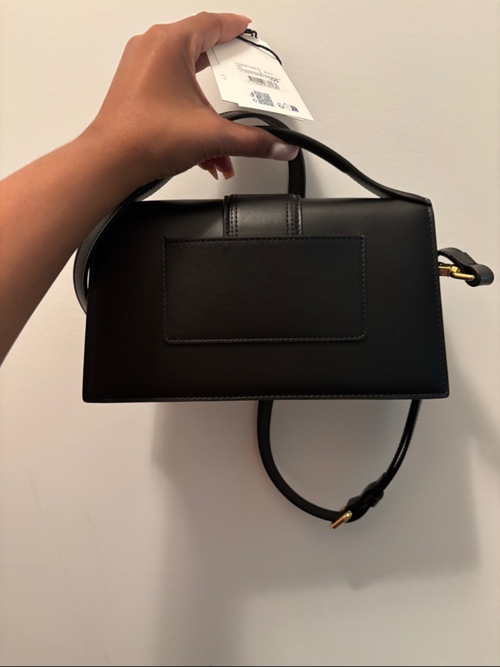 Jacquemus Black Leather Top-Handle Satchel with Gold Logo - Picture 3 of 3